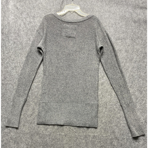Hollister Sweater Womens Small Gray Rabbit Hair V Neck Long Sleeve Button Hem - Picture 12 of 12
